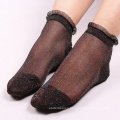 Fashion crystal shiny ankle silk transparent socks for women